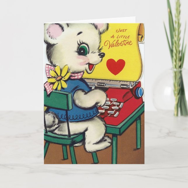 Tarjeta Festiva Vintage Valentine Critter (Anverso)