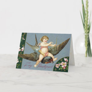 Tarjeta Festiva Vintage Valentine Cupid Card