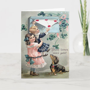 Tarjeta Festiva Vintage Valentine Dachshund