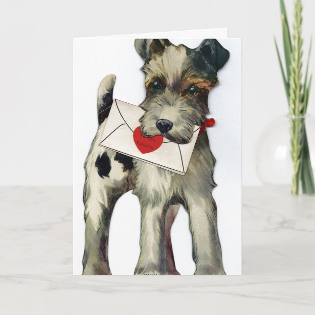 Tarjeta Festiva Vintage Valentine Dog (Anverso)