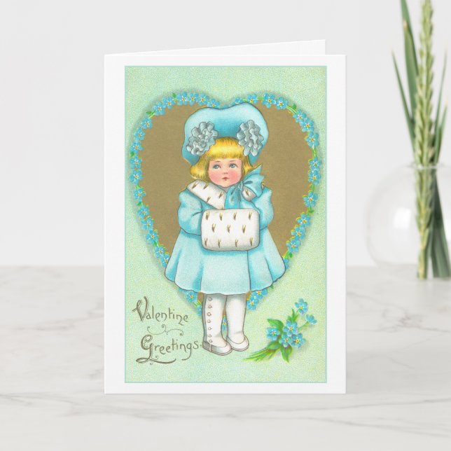 Tarjeta Festiva Vintage Valentine Greetings Nieta (Anverso)
