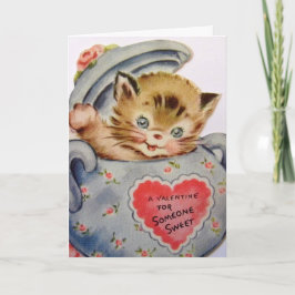 Tarjeta Festiva Vintage Valentine Kitten