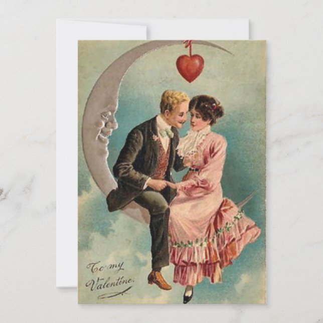 Tarjeta Festiva Vintage Valentine Lovers (Anverso)