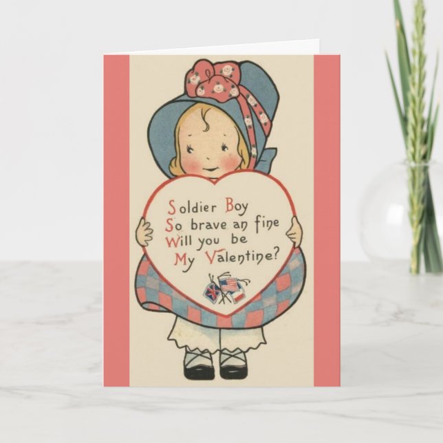 Tarjeta Festiva Vintage Valentine - Militar - Soldado (Anverso)