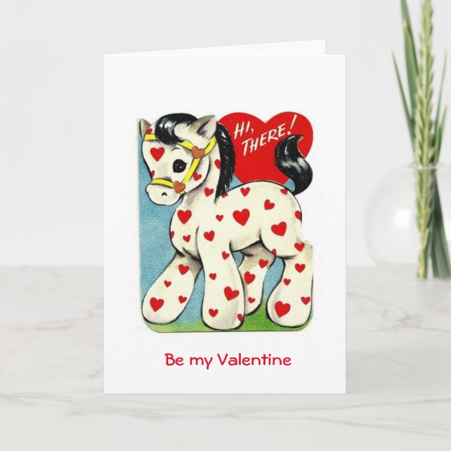 Tarjeta Festiva Vintage Valentine Pony (Anverso)