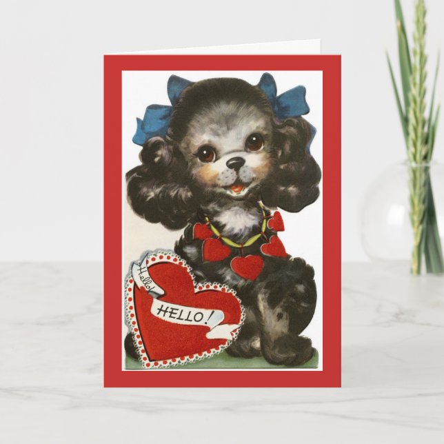 Tarjeta Festiva Vintage Valentine Puppy (Anverso)