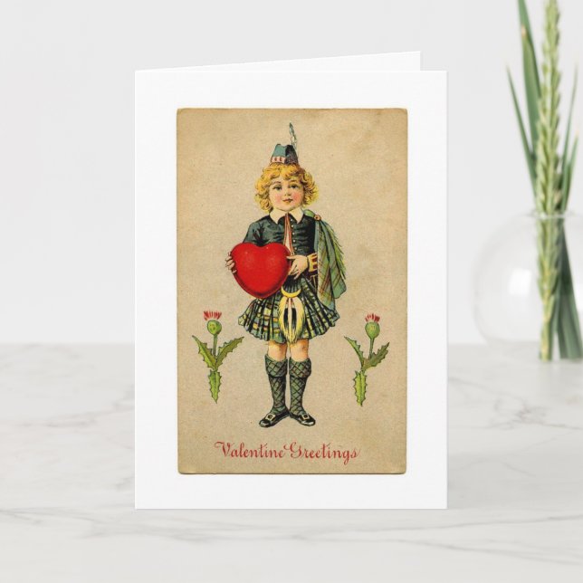 Tarjeta Festiva Vintage Valentine Scottish (Anverso)