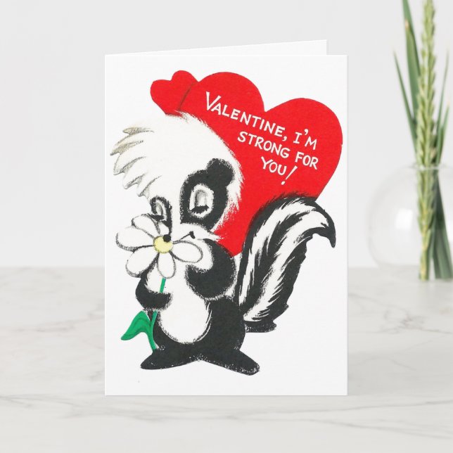 Tarjeta Festiva Vintage Valentine Skunk (Anverso)