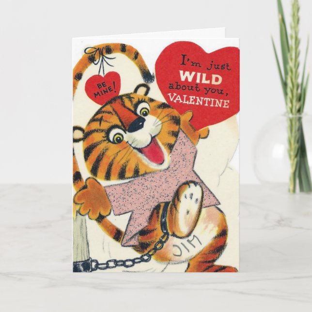 Tarjeta Festiva Vintage Valentine Tiger (Anverso)