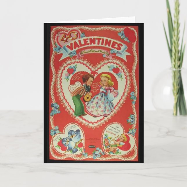 Tarjeta Festiva Vintage Valentines (Anverso)