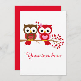 Tarjeta Festiva Vintage Valentine's Day Cute Heart Owls