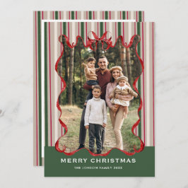 Tarjeta Festiva Vintage Velvet Christmas Red Bow Coquette 5 Photo