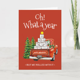 Tarjeta Festiva Vintage Vibes Modern Laughn Red Truck Toilet Paper