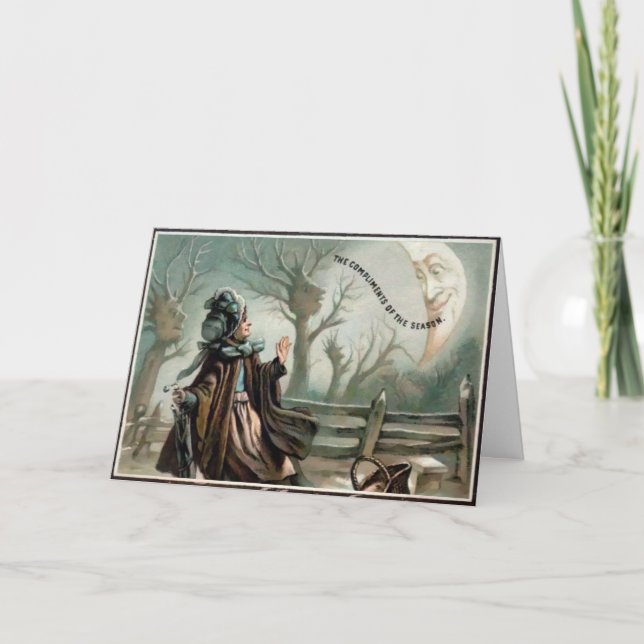 Tarjeta Festiva Vintage Victoria Compliments Navidades Card (Anverso)