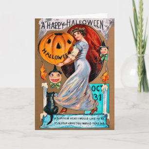 Tarjeta Festiva Vintage Victoria Halloween Card