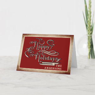 Tarjeta Festiva Vintage Victoria Happy Holidays Card