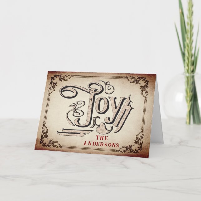 Tarjeta Festiva Vintage Victoria Joy Holiday Card (Anverso)