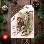 Tarjeta Festiva Vintage Victorian Goat Christmas Card<br><div class="desc">Vintage Victorian Goat Christmas Card.  Strange,  creepy goat greeting a child...  I'm guessing this is the Yule Goat.  High quality,  custom restored vintage image.</div>