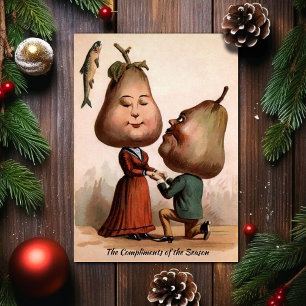 Tarjeta Festiva Vintage Victorian Pear Head Propuesta