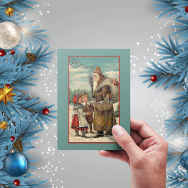 Tarjeta Festiva Vintage victoriano Vive Nicolas Boy Navidades Chic