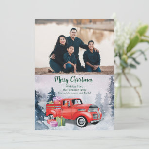 Tarjeta Festiva Vintage Watercolor Navidades Rojos Fiesta de camio
