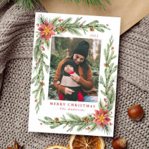 Vintage Watercolor Poinsettia Fotografía de marco