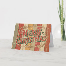 Tarjeta Festiva Vintage Western Merry Christmas