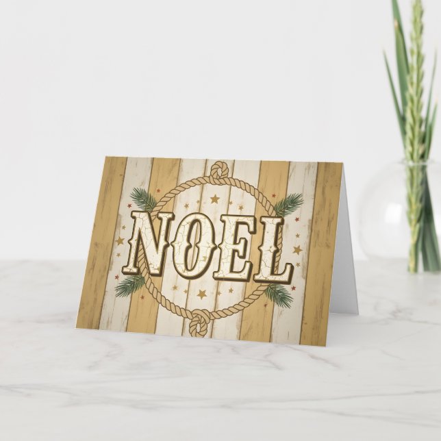Tarjeta Festiva Vintage Western Noel Christmas (Anverso)