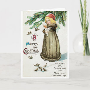 Tarjeta Festiva Vintage Winter Christmas Greetings