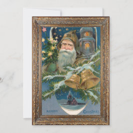 Tarjeta Festiva Vintage Winter Father Christmas