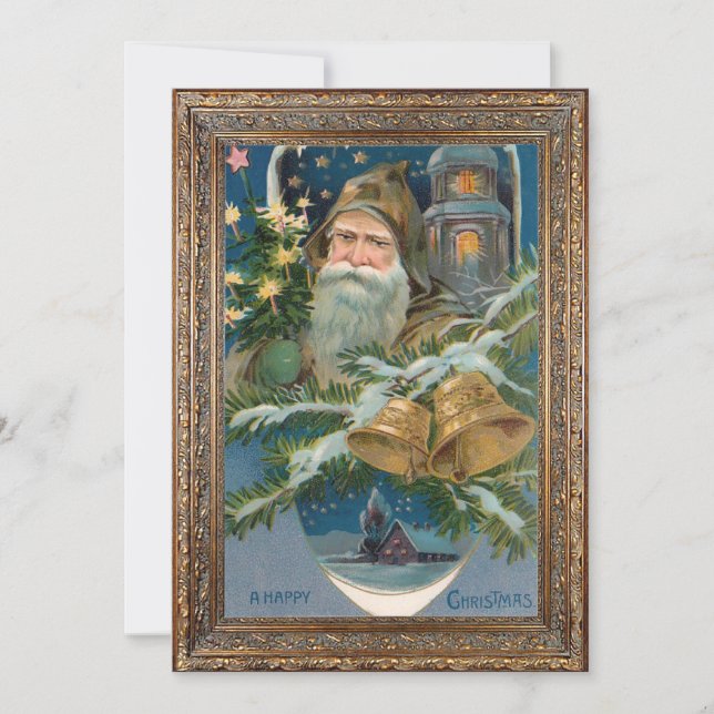 Tarjeta Festiva Vintage Winter Father Christmas (Anverso)