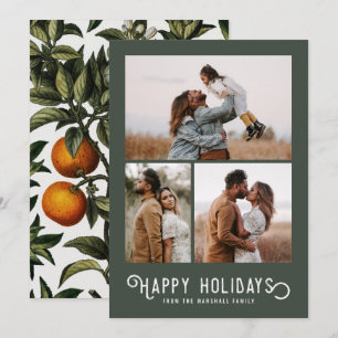 Tarjeta Festiva Vintage Winter Naranjas 3 Collage de fotos