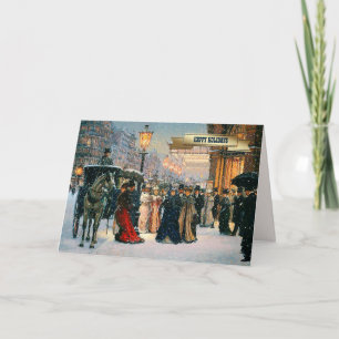Tarjeta Festiva Vintage Winter Parisian Scenarios Navidades