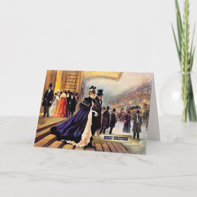 Tarjeta Festiva Vintage Winter Parisian Scenarios Navidades (Anverso)