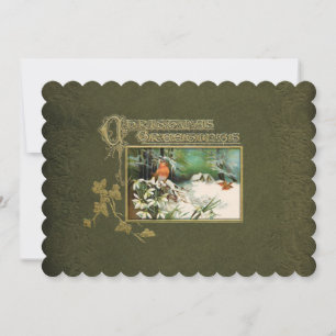 Tarjeta Festiva Vintage Winter Scene and Navidades Greeting