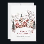 Tarjeta Festiva Vintage Winter Town Christmas Tree Corporate<br><div class="desc">Sorprende y trae alegría a los cercanos y hace que la celebración sea inolvidable. Para una mayor personalización,  haga clic en el enlace "personalizar adicional" y utilice nuestra herramienta de diseño para modificar esta plantilla.</div>