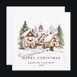 Tarjeta Festiva Vintage Winter Town Christmas Tree Corporate<br><div class="desc">Sorprende y trae alegría a los cercanos y hace que la celebración sea inolvidable. Para una mayor personalización,  haga clic en el enlace "personalizar adicional" y utilice nuestra herramienta de diseño para modificar esta plantilla.</div>