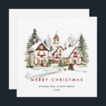 Tarjeta Festiva Vintage Winter Town Christmas Tree Corporate<br><div class="desc">Sorprende y trae alegría a los cercanos y hace que la celebración sea inolvidable. Para una mayor personalización,  haga clic en el enlace "personalizar adicional" y utilice nuestra herramienta de diseño para modificar esta plantilla.</div>