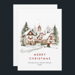 Tarjeta Festiva Vintage Winter Town Christmas Tree Corporate<br><div class="desc">Sorprende y trae alegría a los cercanos y hace que la celebración sea inolvidable. Para una mayor personalización,  haga clic en el enlace "personalizar adicional" y utilice nuestra herramienta de diseño para modificar esta plantilla.</div>