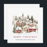 Tarjeta Festiva Vintage Winter Town Christmas Tree Corporate<br><div class="desc">Sorprende y trae alegría a los cercanos y hace que la celebración sea inolvidable. Para una mayor personalización,  haga clic en el enlace "personalizar adicional" y utilice nuestra herramienta de diseño para modificar esta plantilla.</div>