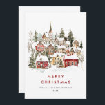 Tarjeta Festiva Vintage Winter Town Christmas Tree Corporate<br><div class="desc">Sorprende y trae alegría a los cercanos y hace que la celebración sea inolvidable. Para una mayor personalización,  haga clic en el enlace "personalizar adicional" y utilice nuestra herramienta de diseño para modificar esta plantilla.</div>