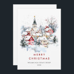 Tarjeta Festiva Vintage Winter Town Christmas Tree Corporate<br><div class="desc">Sorprende y trae alegría a los cercanos y hace que la celebración sea inolvidable. Para una mayor personalización,  haga clic en el enlace "personalizar adicional" y utilice nuestra herramienta de diseño para modificar esta plantilla.</div>