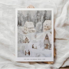 Tarjeta Festiva Vintage Winter Village Christmas Holiday Card