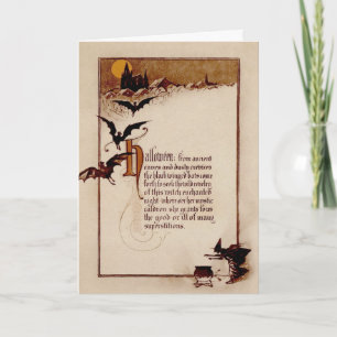Tarjeta Festiva Vintage Witch Halloween Card
