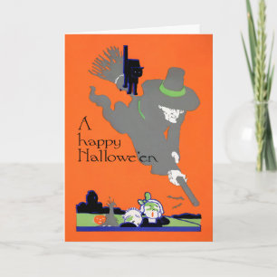 Tarjeta Festiva Vintage Witch Halloween Card