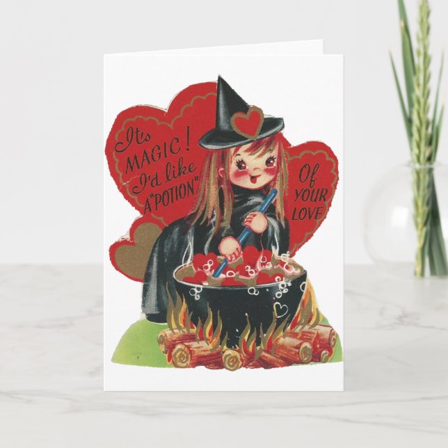 Tarjeta Festiva Vintage "Witch" Valentine (Anverso)
