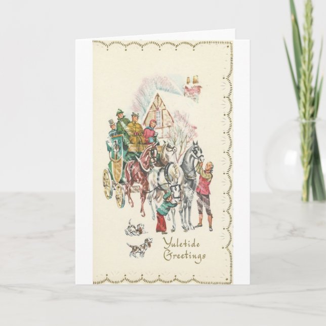 Tarjeta Festiva Vintage Yuletide Greetings (Anverso)