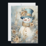 Tarjeta Festiva Vintman Snowman Gold Blue Navidades<br><div class="desc">Elegante tarjeta de felicitación de snowman para Navidades dorados,  azules y blancos. Personalizado en la parte posterior con su mensaje y nombre. Comuníquese conmigo para obtener ayuda con su personalización o para solicitar productos adicionales de correspondencias o coordinación de Zazzle.</div>