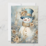 Tarjeta Festiva Vintman Snowman Gold Blue Navidades<br><div class="desc">Elegante tarjeta de felicitación de snowman para Navidades dorados,  azules y blancos. Personalizado en la parte posterior con su mensaje y nombre. Comuníquese conmigo para obtener ayuda con su personalización o para solicitar productos adicionales de correspondencias o coordinación de Zazzle.</div>