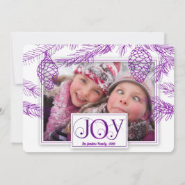 Tarjeta Festiva Violet Purple Pines Navidades Joy Photo